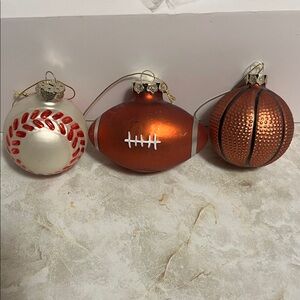 Baseball, Football, has a small scratch see picture,Basketball Sport Ornament.